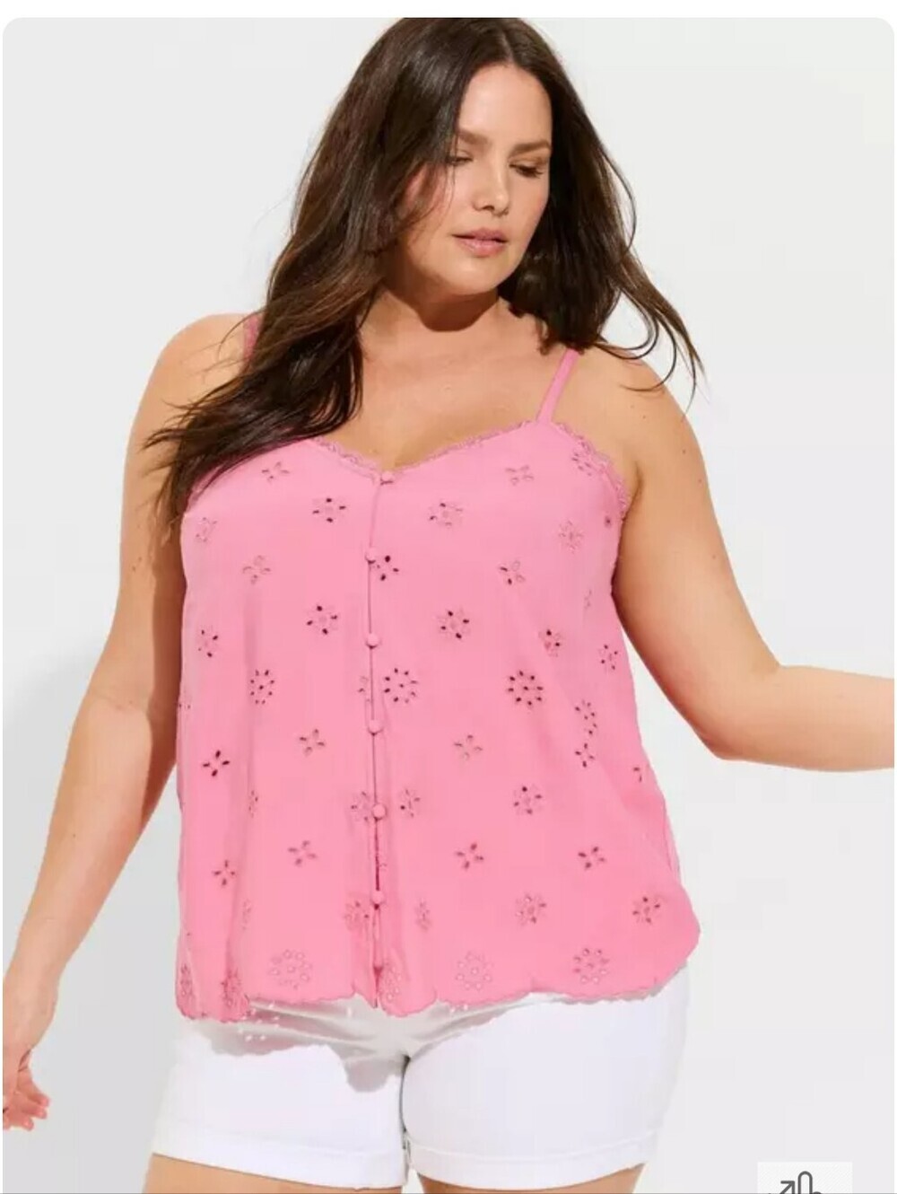 Hot Pink TORRID 1X Eyelet Challis Swing Cami